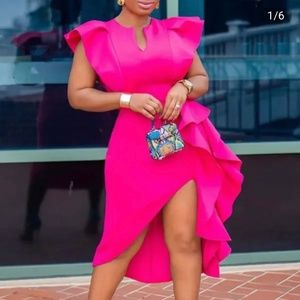 Ruffled dress with split